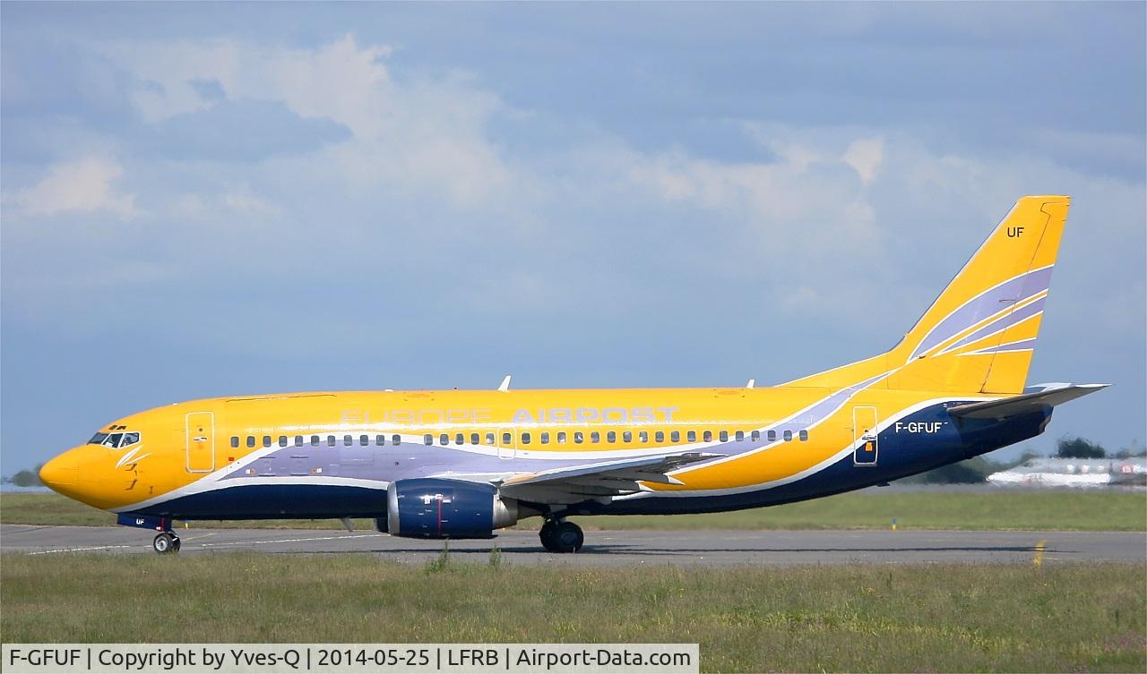 F-GFUF, 1989 Boeing 737-3B3QC C/N 24388, Boeing 737-3B3QC, Taxiing to Holding point Charlie, Brest-Bretagne airport (LFRB-BES)