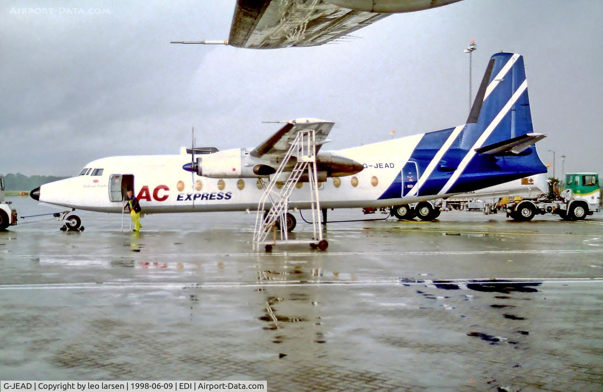 G-JEAD, 1981 Fokker F-27-500 Friendship C/N 10627, Edinburgh 9.6.98
