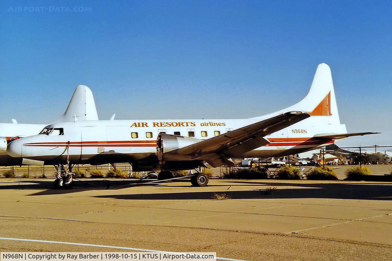 N968N, 1957 Convair 440 Metropolitan C/N 462, Convair 580 [462] (Air Resorts Airlines) Tucson-International~N 15/10/98
