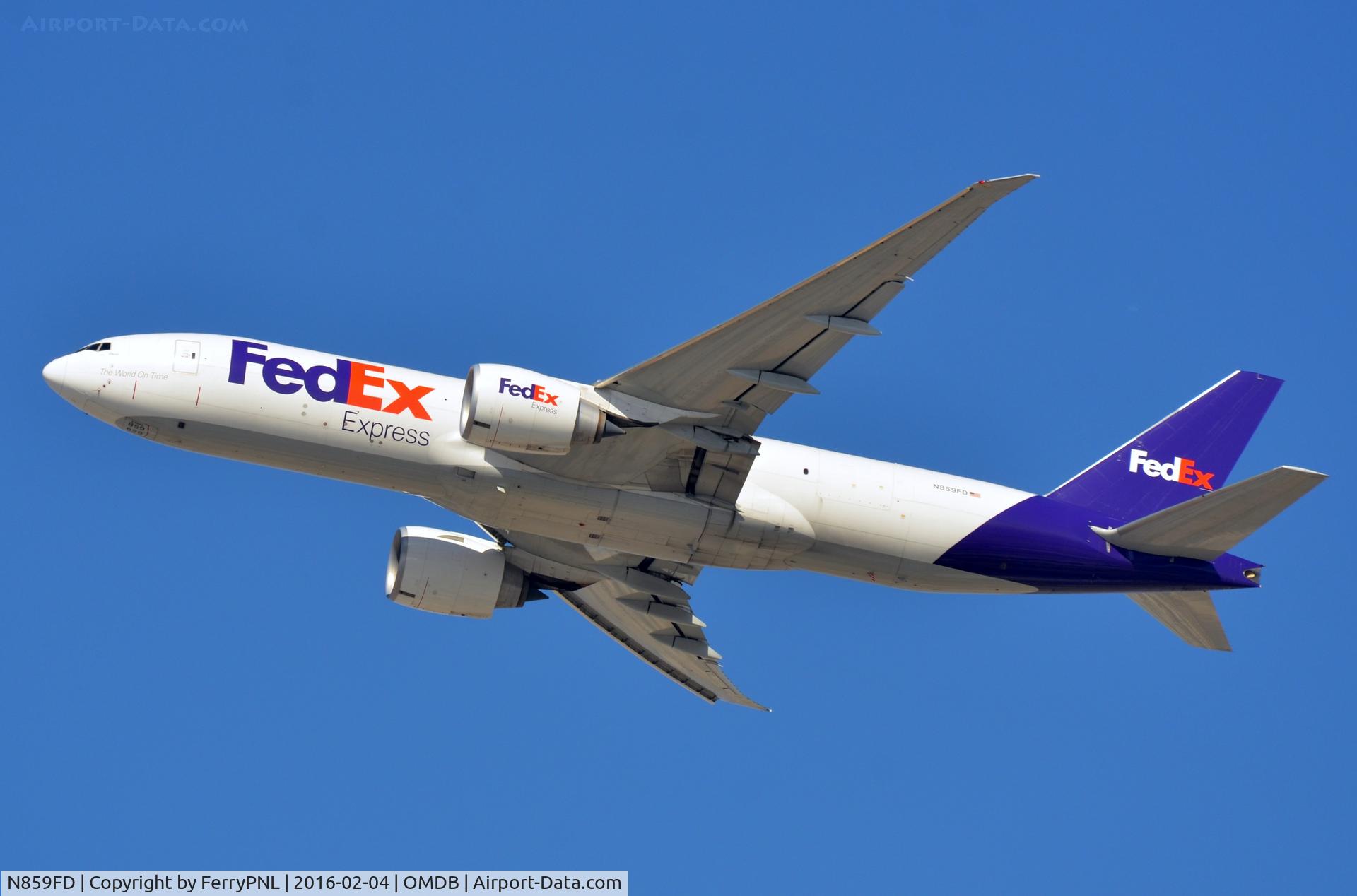 N859FD, 2013 Boeing 777-FS2 C/N 37730, Fedex B772F departing for Paris CDG.