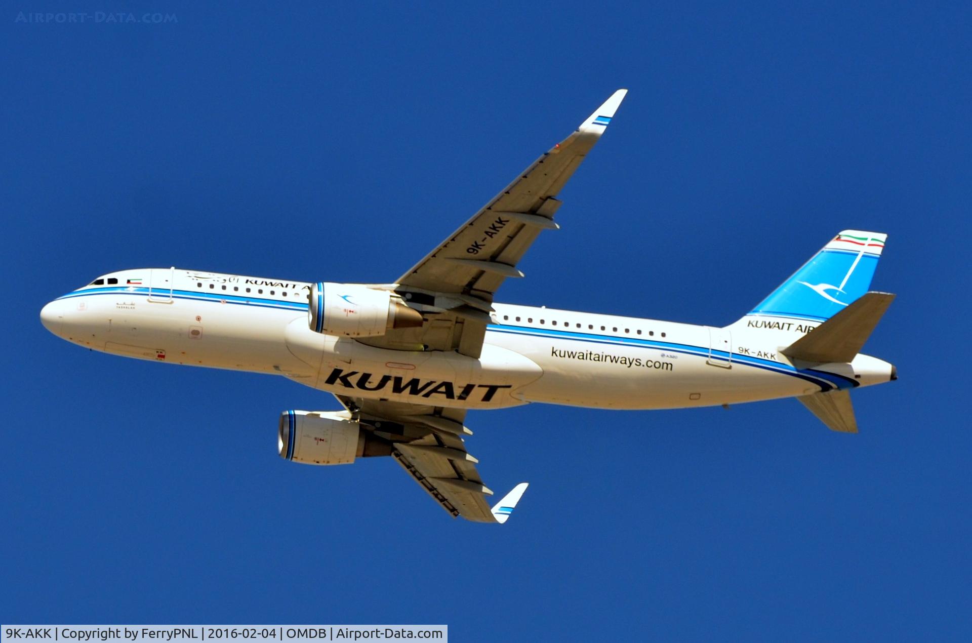 9K-AKK, 2015 Airbus A320-214 C/N 6538, Kuwait A320 departing DXB.