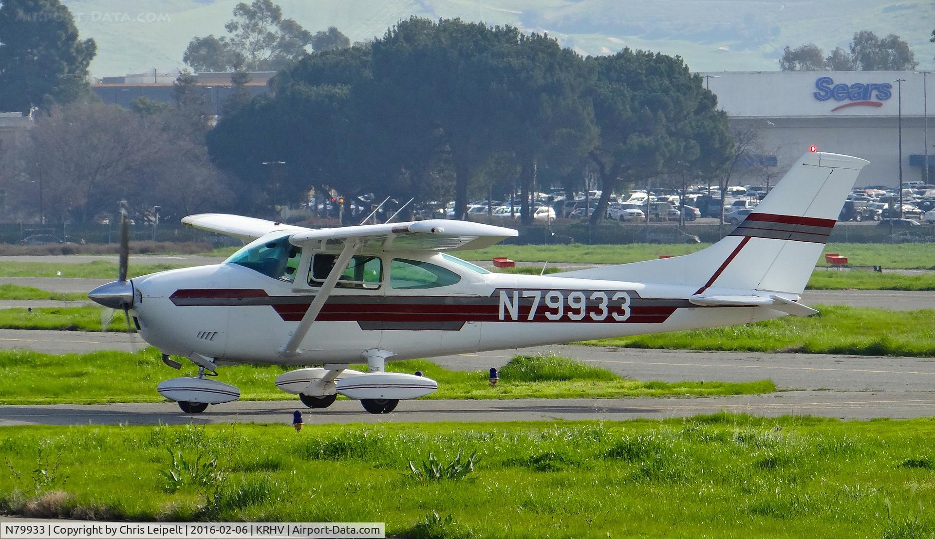 N79933, 1973 Cessna 182P Skylane C/N 18261847, Locally-based 1973 Cessna 182P clear of 31R taxing to its hangar at Reid Hillview Airport, San Jose, CA.