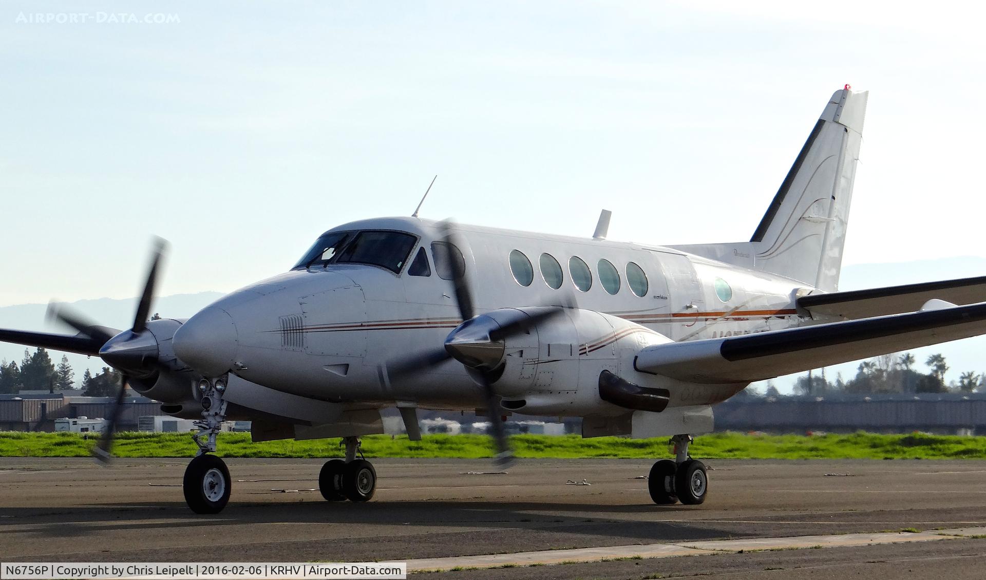 N6756P, 1980 Beech B100 King Air C/N BE-92, Diamond Aviation (Carlsbad, CA) 1980 Beechcraft B100 taxing to the south tie downs at Reid Hillview Airport, San Jose, CA. Our second Super Bowl aircraft at Reid Hillview!!