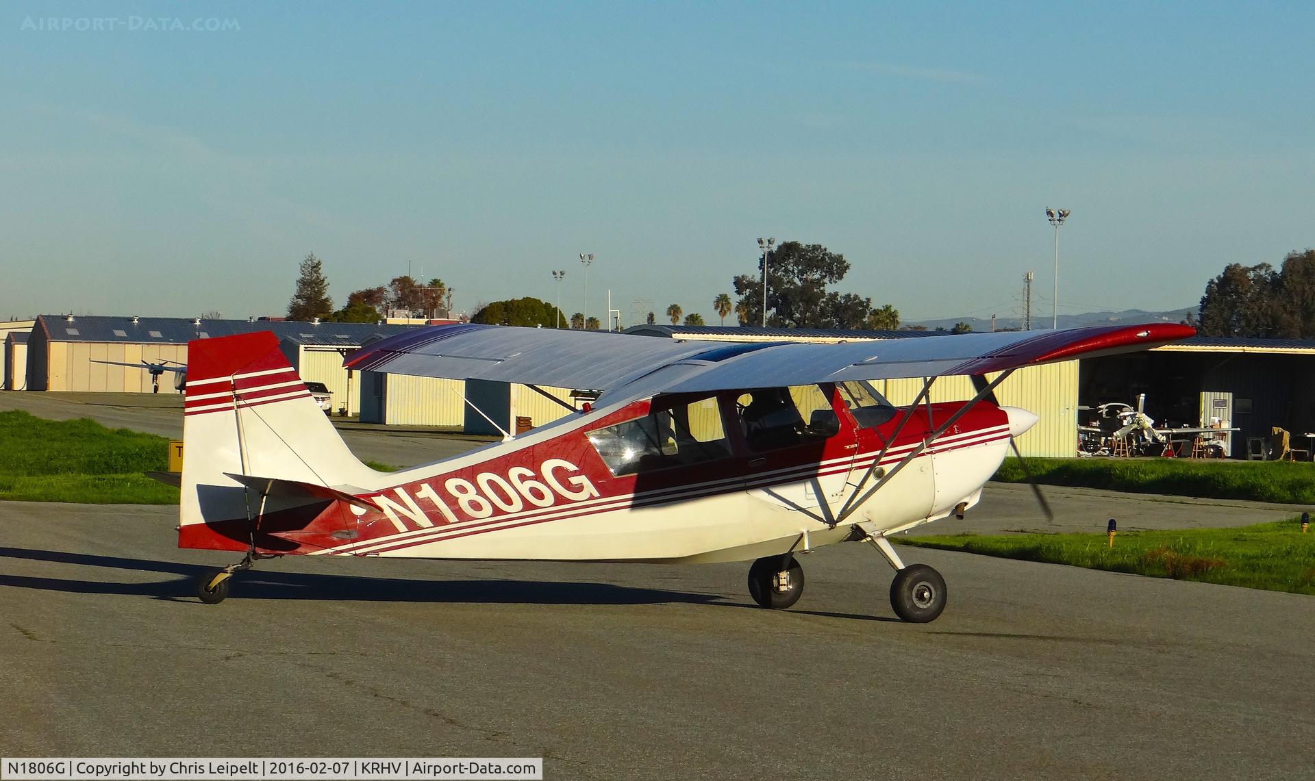 N1806G, 1968 Champion 7ECA Citabria C/N 573, Locally-based 1968 Champion 7ECA turning around in the run-up area at Reid Hillview Airport, San Jose, CA.