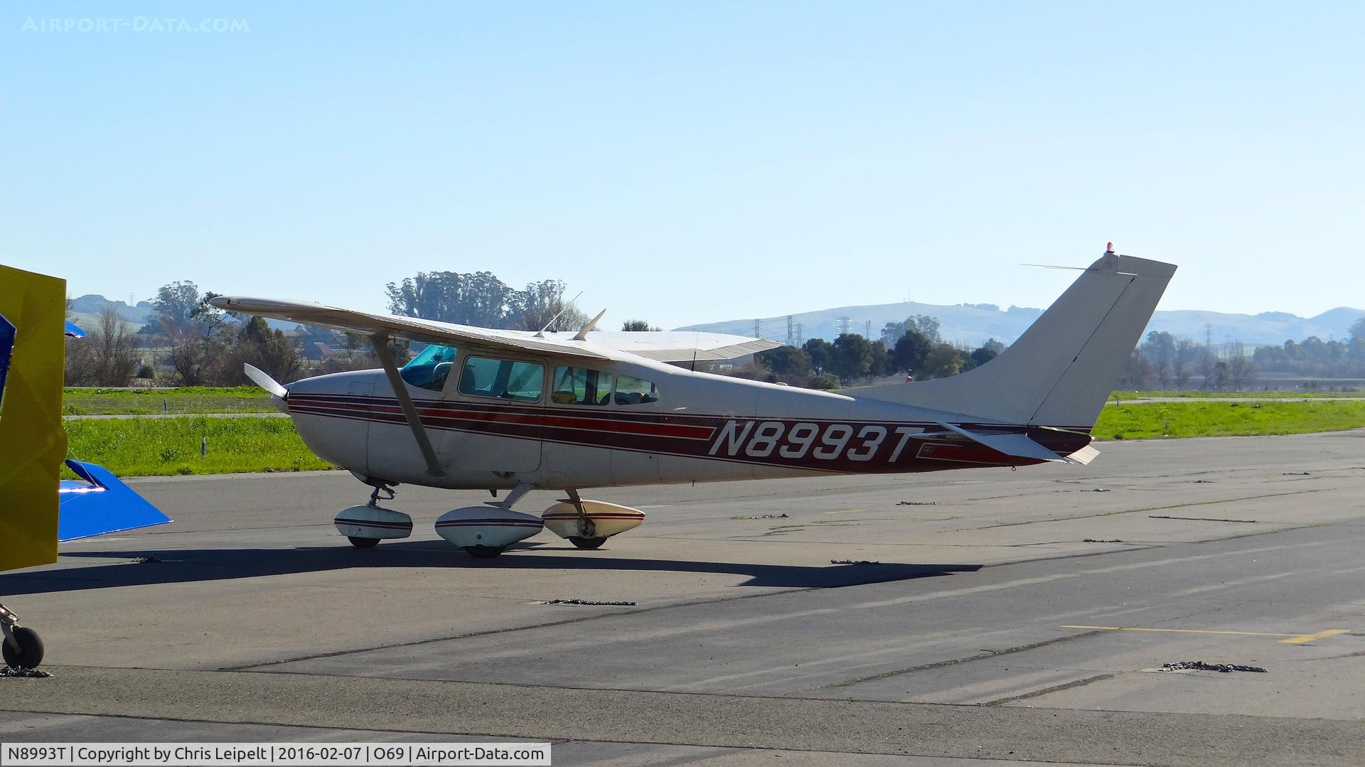 N8993T, 1960 Cessna 182C Skylane C/N 52893, Coughran Aviation LLC (Rio Vista, ca) 1960 Cessna 182C parked on the visitor's ramp at Petaluma Municipal Airport, Petaluma, CA.