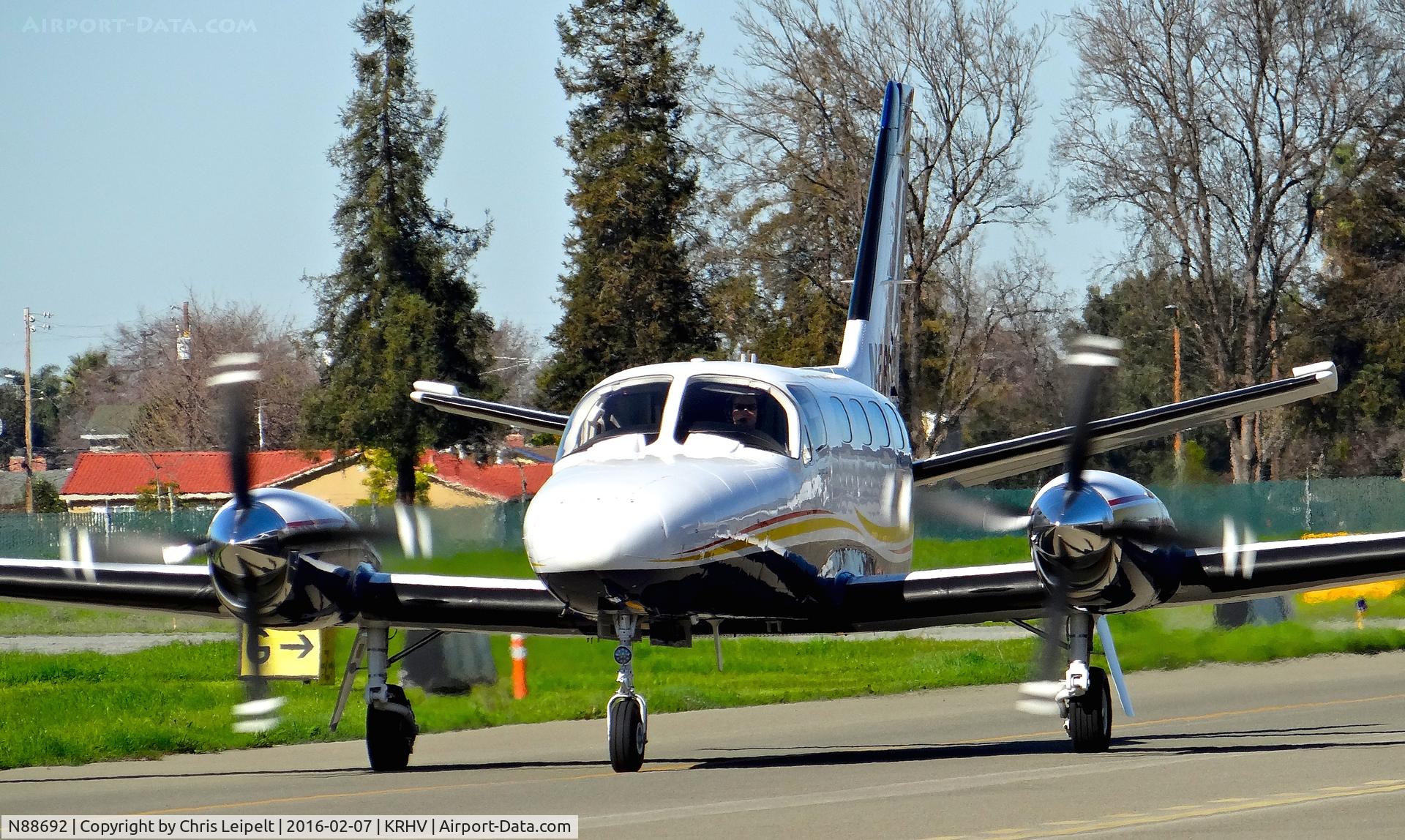 N88692, 1982 Cessna 441 Conquest II C/N 441-0290, Conquest Aircraft Leasing LLC (Doral, FL) 1982 Cessna Conquest II taxing into the transient parking at Reid Hillview Airport, San Jose, CA. Our 4th Super Bowl aircraft at Reid Hillview!!!