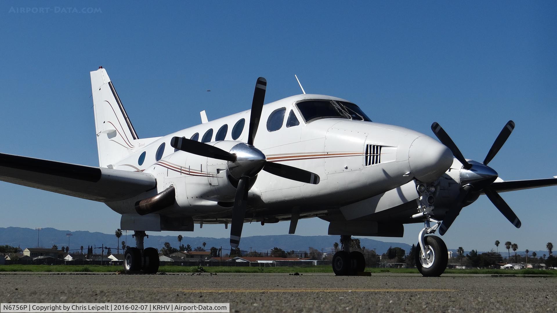 N6756P, 1980 Beech B100 King Air C/N BE-92, Diamond Aviation (Carlsbad, CA) 1980 Beechcraft King Air 100 parked on the transient ramp at Reid Hillview Airport, San Jose, CA. This was our 2nd Super Bowl aircraft!!