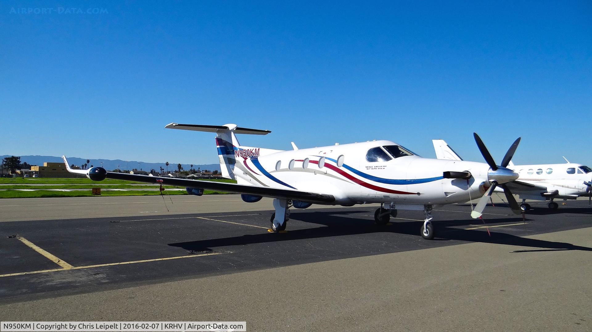 N950KM, 2004 Pilatus PC-12/45 C/N 540, Absoroka LLC (Colorado Springs, CO) 2004 Pilatus PC-12/45 parked on the transient ramp at Reid Hillview Airport, San Jose, CA.