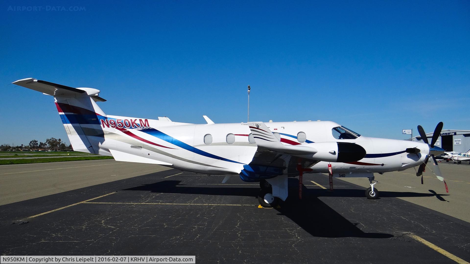 N950KM, 2004 Pilatus PC-12/45 C/N 540, Absoroka LLC (Colorado Springs, CO) 2004 Pilatus PC-12/45 parked on the transient ramp at Reid Hillview Airport, San Jose, CA.