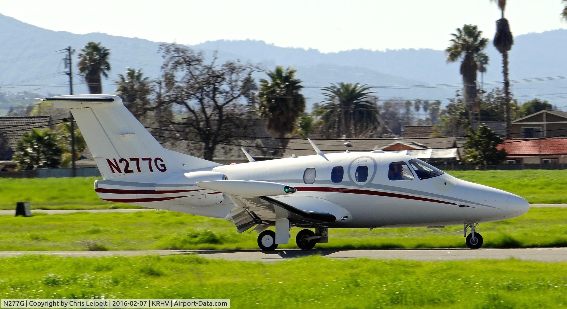 N277G, 2007 Eclipse Aviation Corp EA500 C/N 000102, Wild Horses Aviation LLC (Whitefish, MT) Eclipse EA500 landing runway 31R at Reid Hillview Airport, San Jose, CA.