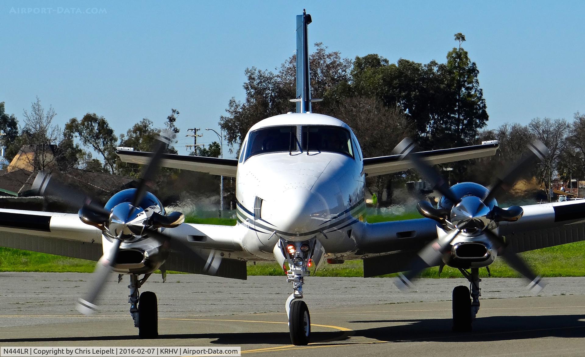 N444LR, 1996 Beech C90A King Air C/N LJ-1447, N444LR LLC (Malibu, CA) 1996 Beechcraft King Air C90A going head on at Reid Hillview Airport, San Jose, CA.