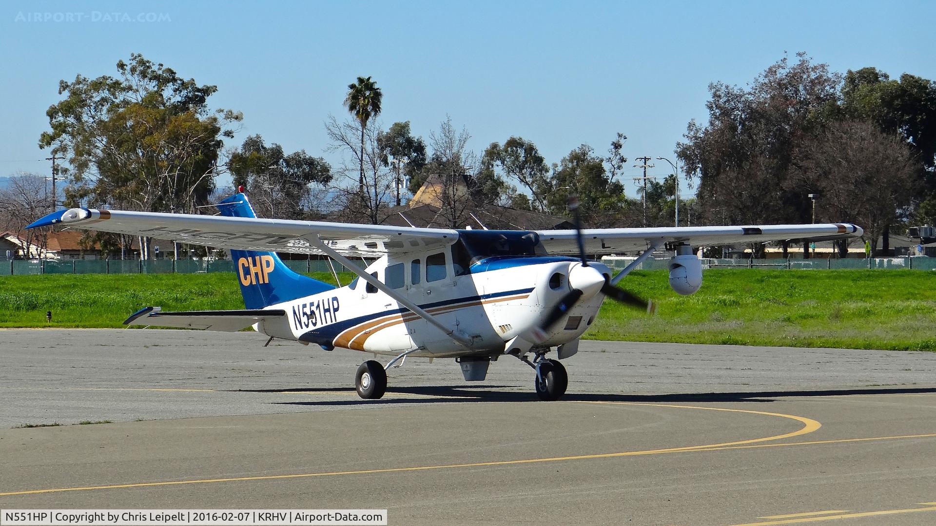 N551HP, 2001 Cessna T206H Turbo Stationair C/N T20608286, California Highway Patrol (West Sacramento, CA) 2000 Cessna T206H clear of 31R at Reid Hillview Airport, San Jose, CA.