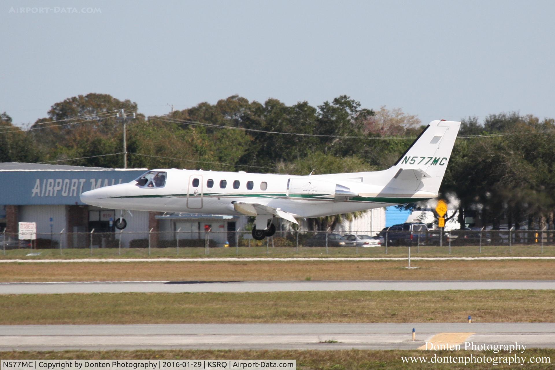 N577MC, 1998 Cessna 550 Citation Bravo C/N 550-0861, Cessna Citation II (N577MC) arrives at Sarasota-Bradenton International Airport following flight from Baton Rouge Metro