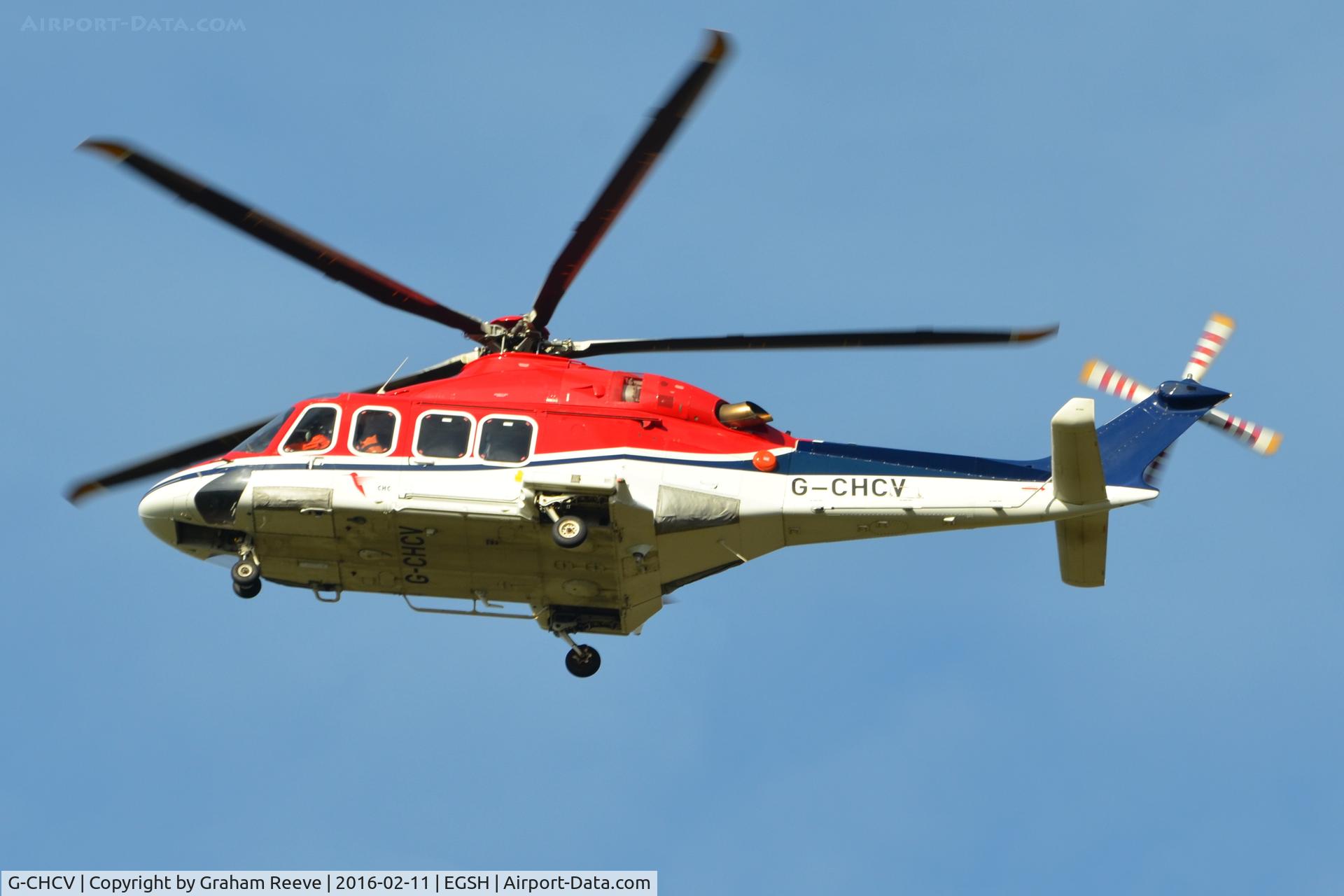 G-CHCV, 2007 AgustaWestland AW-139 C/N 41005, Landing at Norwich.