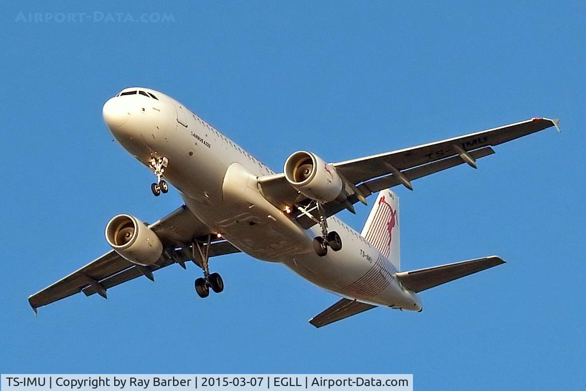 TS-IMU, 2013 Airbus A320-214 C/N 5474, Airbus A320-214 [5474] (Tunisair) Home~G 07/03/2015. On approach 27R.
