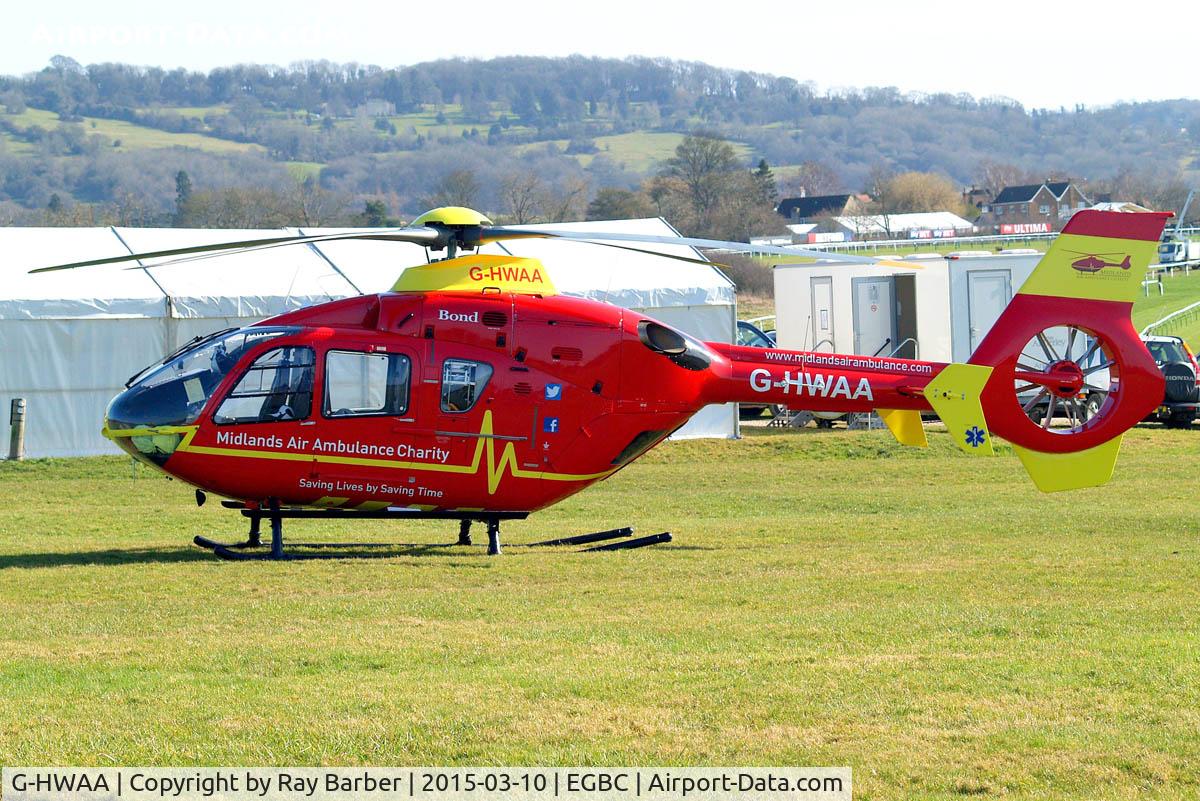 G-HWAA, 2005 Eurocopter EC-135T-2 C/N 0375, Eurocopter EC.135T2 [0375] {Bond Air Services/Midlands Air Ambulance) Cheltenham Racecourse~G 10/03/2015
