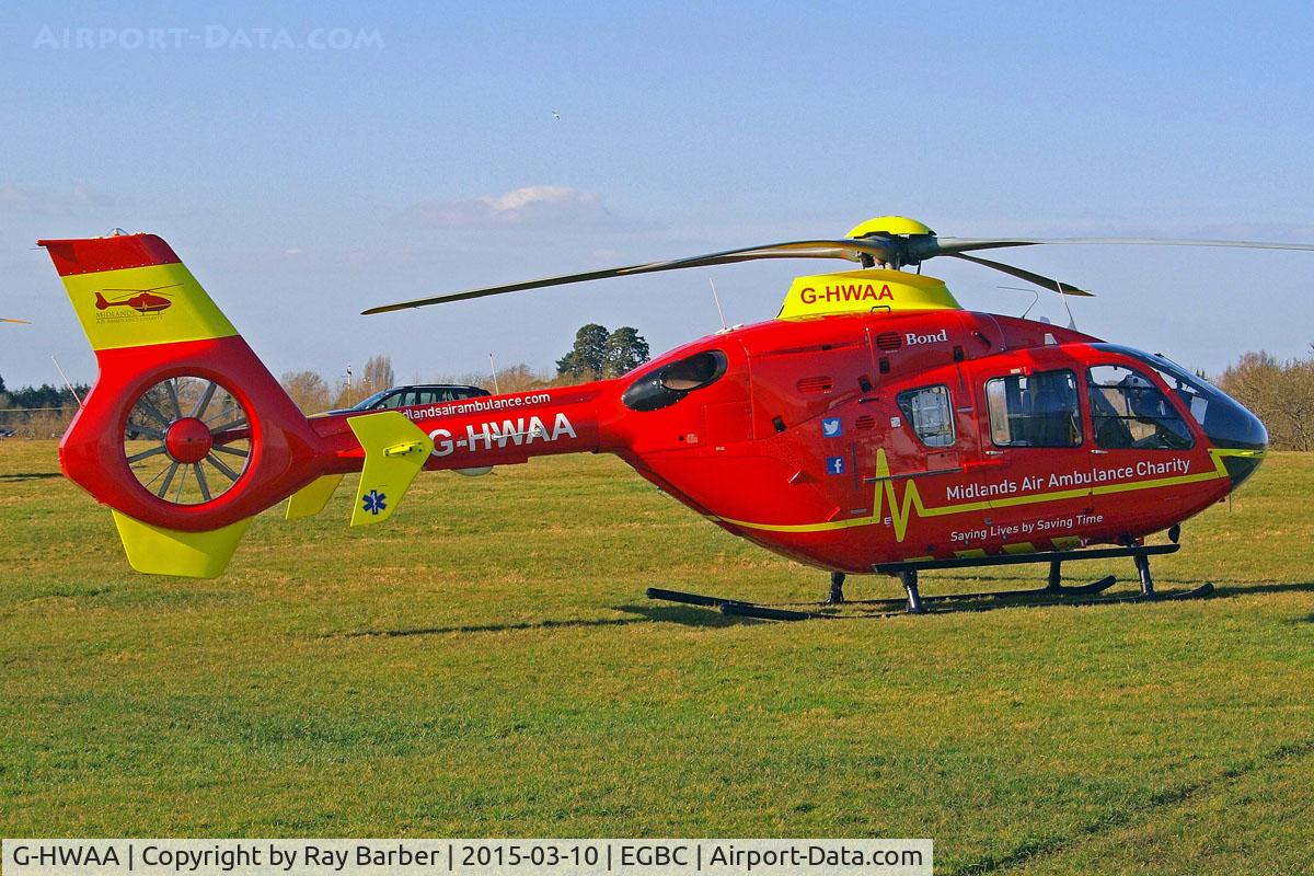 G-HWAA, 2005 Eurocopter EC-135T-2 C/N 0375, Eurocopter EC.135T2 [0375] {Bond Air Services/Midlands Air Ambulance) Cheltenham Racecourse~G 10/03/2015