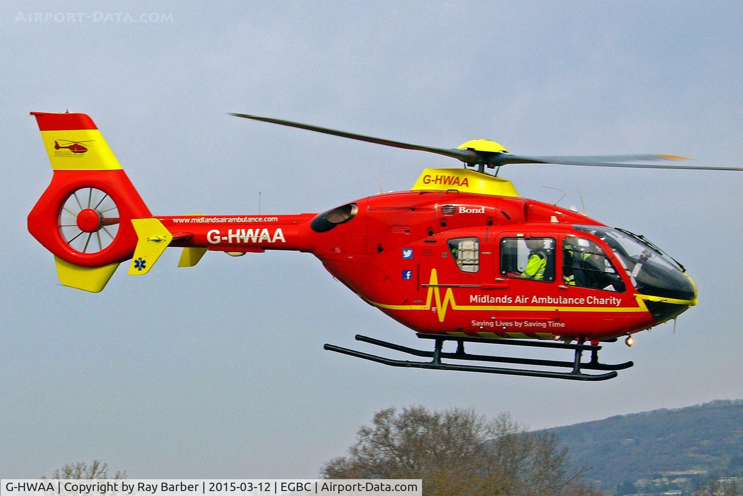 G-HWAA, 2005 Eurocopter EC-135T-2 C/N 0375, Eurocopter EC.135T2 [0375] {Bond Air Services/Midlands Air Ambulance) Cheltenham Racecourse~G 12/03/2015
