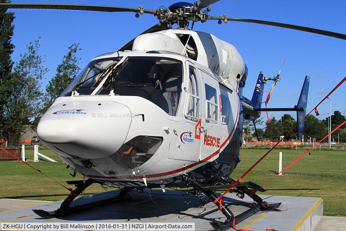 ZK-HGU, MBB-Kawasaki BK-117B-2 C/N 7229, PARKED IN THE SUNSHINE