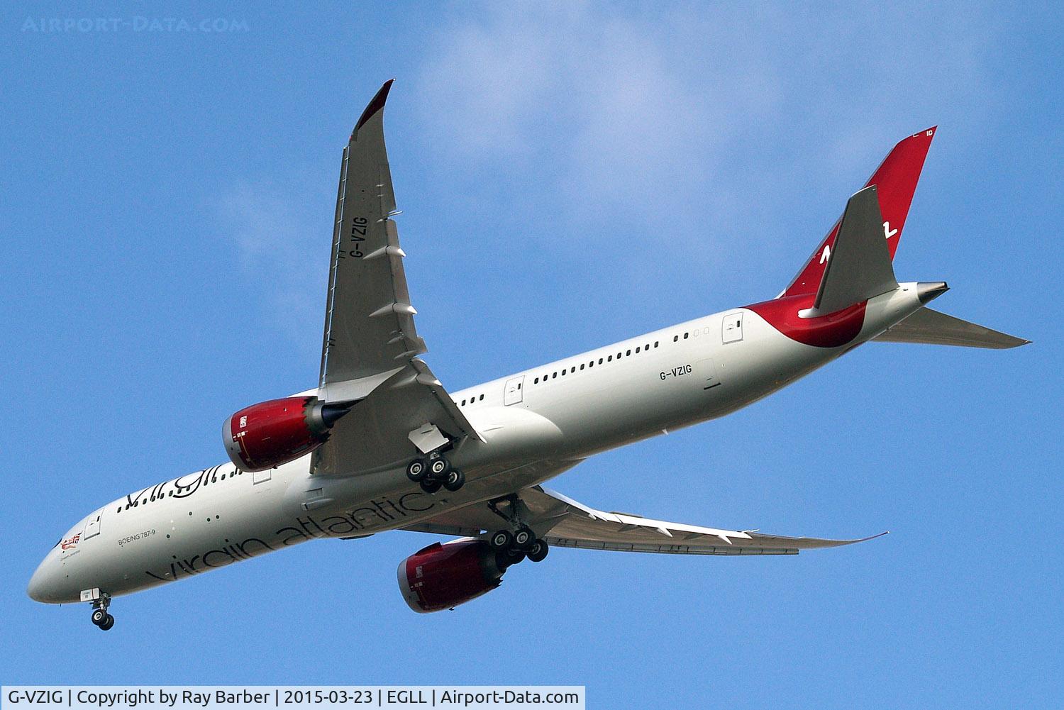 G-VZIG, 2015 Boeing 787-9 Dreamliner Dreamliner C/N 37969, Boeing 787-9 Dreamliner [37969] (Virgin Atlantic) Home~G 23/03/2015. On approach 27R.