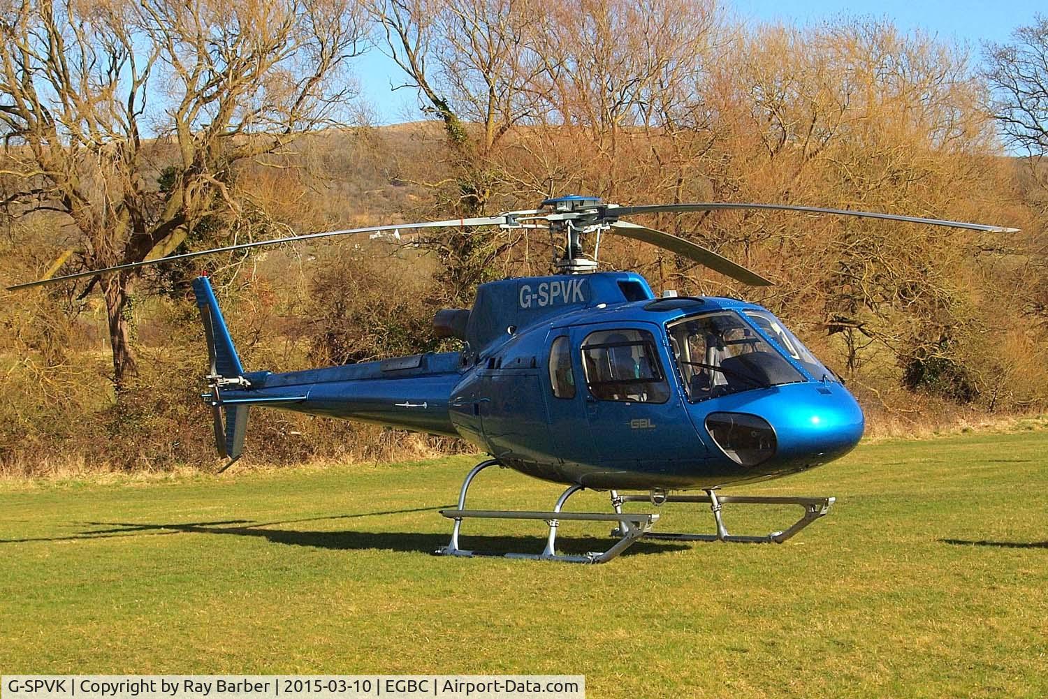 G-SPVK, 2007 Eurocopter AS-350B-3 Ecureuil Ecureuil C/N 4301, Eurocopter AS.350B3 Ecureuil [4301] Cheltenham Racecourse~G 10/03/2015. Now with GBL titles on the door.