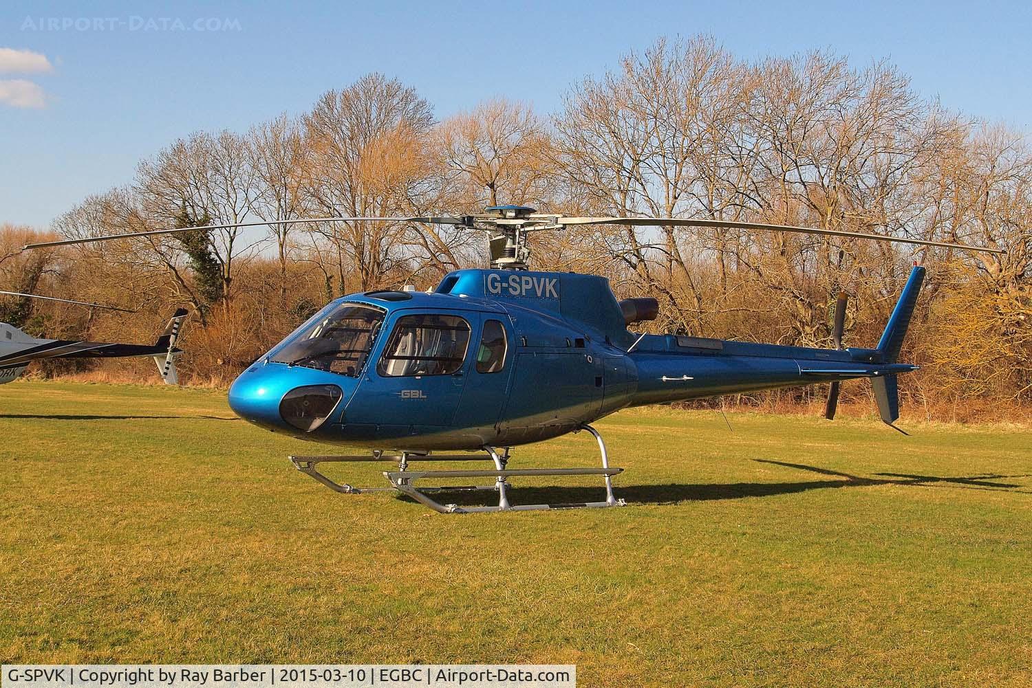 G-SPVK, 2007 Eurocopter AS-350B-3 Ecureuil Ecureuil C/N 4301, Eurocopter AS.350B3 Ecureuil [4301] Cheltenham Racecourse~G 10/03/2015. Now with GBL titles on the door.
