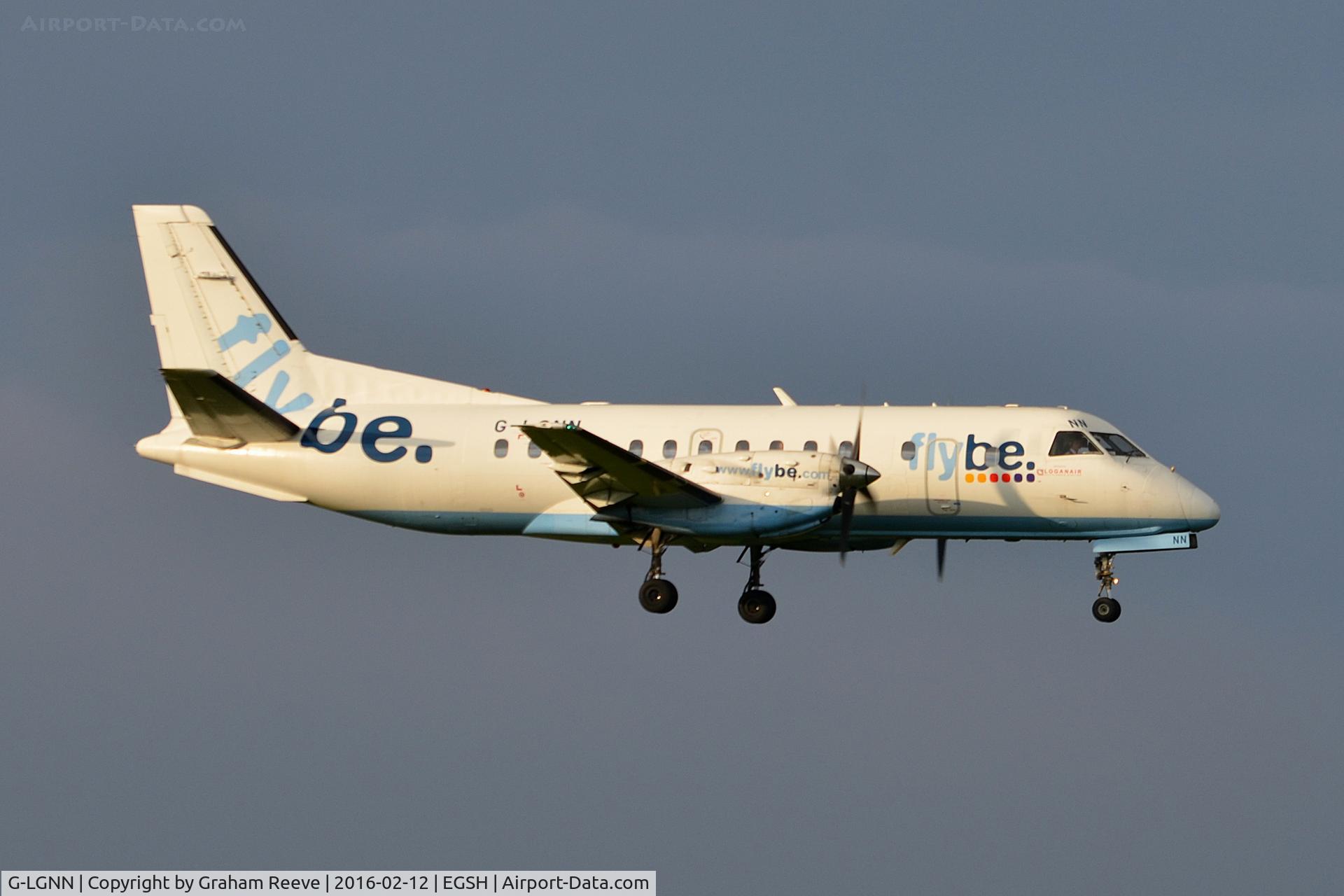 G-LGNN, 1990 Saab 340B C/N 340B-197, Landing at Norwich.