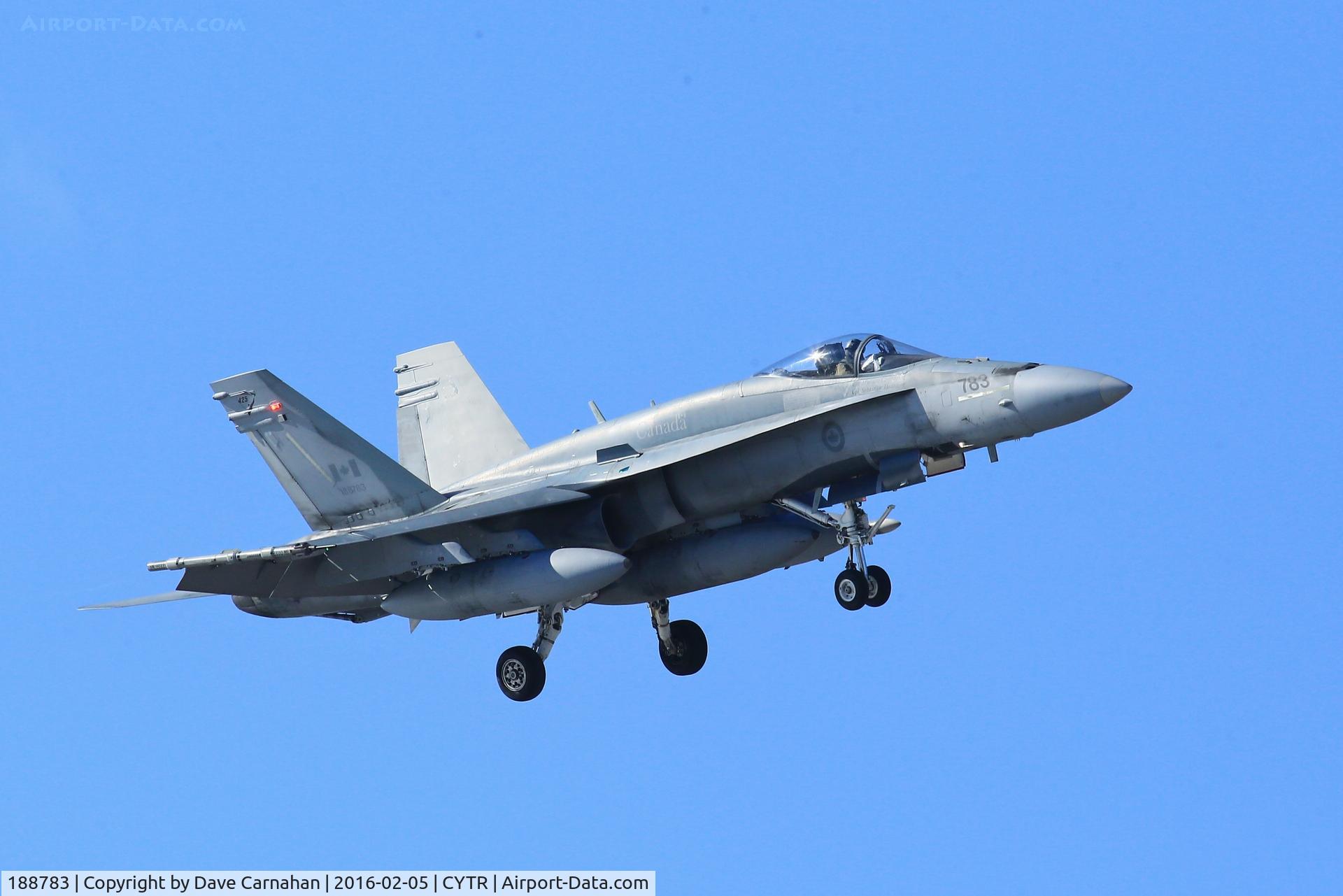 188783, 1987 McDonnell Douglas CF-188A Hornet C/N 0567/A474, Approach for landing at CFB Trenton, Ontario, Canada