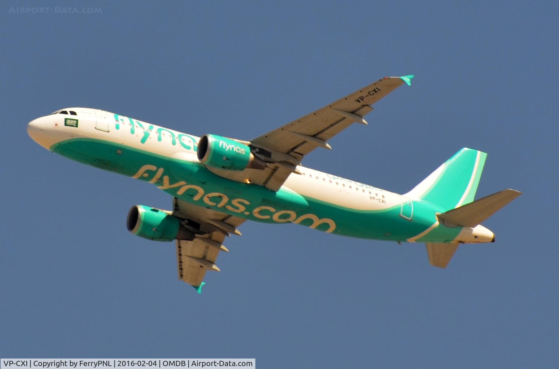 VP-CXI, 2007 Airbus A320-214 C/N 3218, Flynas A320 departing for Saudi Arabia.
