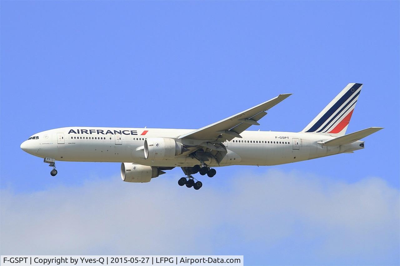 F-GSPT, 2002 Boeing 777-228/ER C/N 32308, Boeing 777-228 (ER), Short approach rwy 27R, Paris-Roissy Charles De Gaulle airport (LFPG-CDG)