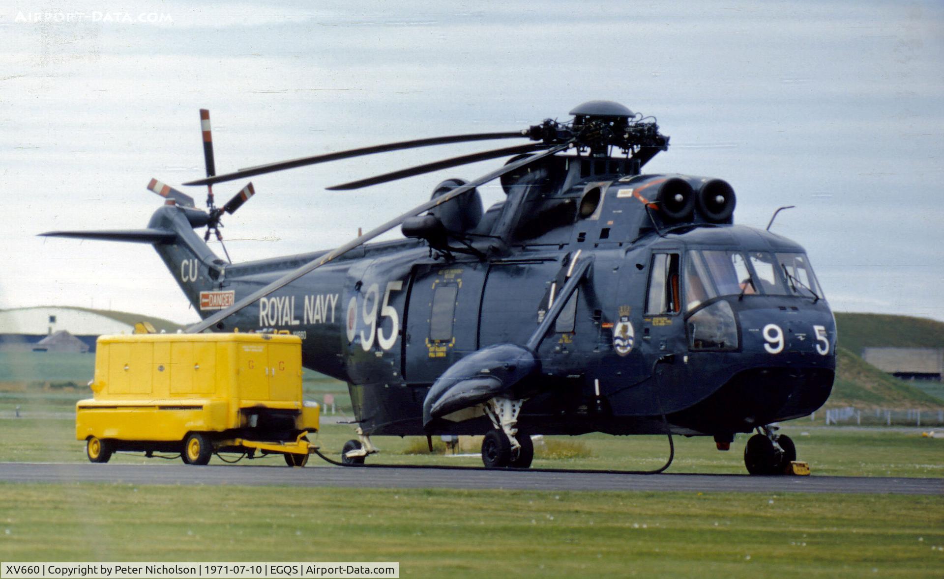 XV660, 1970 Westland Sea King HAS.1 C/N WA648, Sea King HAS.1 of 706 Squadron based at RNAS Culdrose on display at the 1971 RFNAS Lossiemouth Airshow.