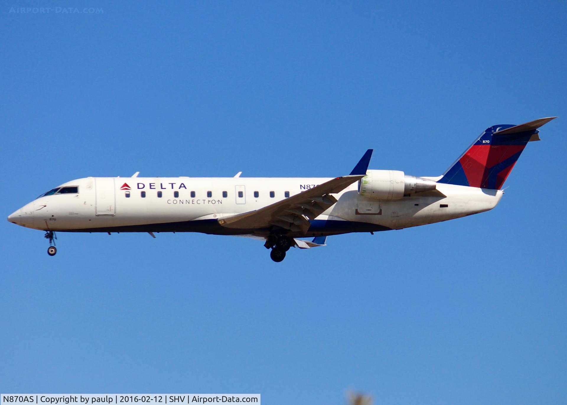 N870AS, 2001 Bombardier CRJ-200ER (CL-600-2B19) C/N 7530, At Shreveport Regional.