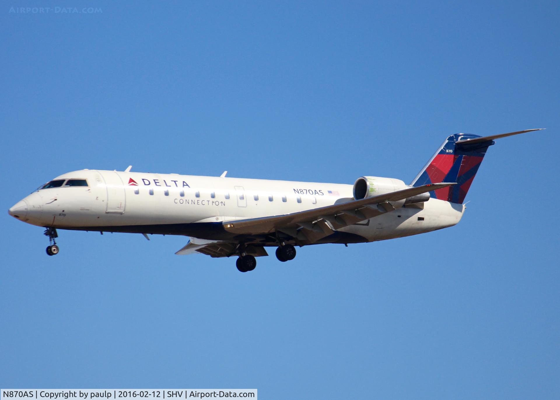N870AS, 2001 Bombardier CRJ-200ER (CL-600-2B19) C/N 7530, At Shreveport Regional.
