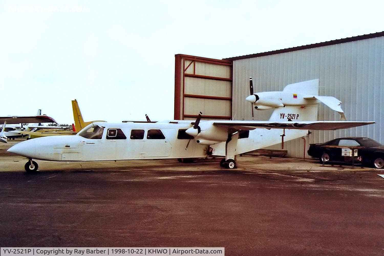 YV-2521P, 1975 Britten-Norman BN-2A Mk.III-2 Trislander C/N 1012, Britten-Norman BN-2A Mk.III-2 Trislander [1012] (CAVE) Hollywood-North Perry~N 22/10/1998. Stored after crashing note tail fin and fuselage by main undercarriage.