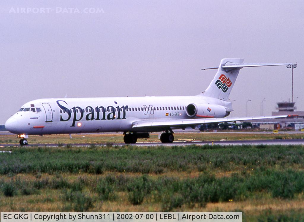 EC-GKG, 1989 McDonnell Douglas MD-87 (DC-9-87) C/N 49706/1614, Lining up rwy 20 for departure in former c/s