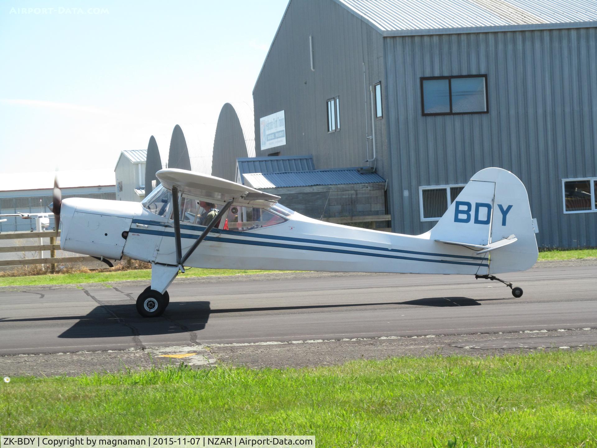 ZK-BDY, Auster J-5F Aiglet Trainer C/N 3109, at Ardmore having come back from fly in at raglan