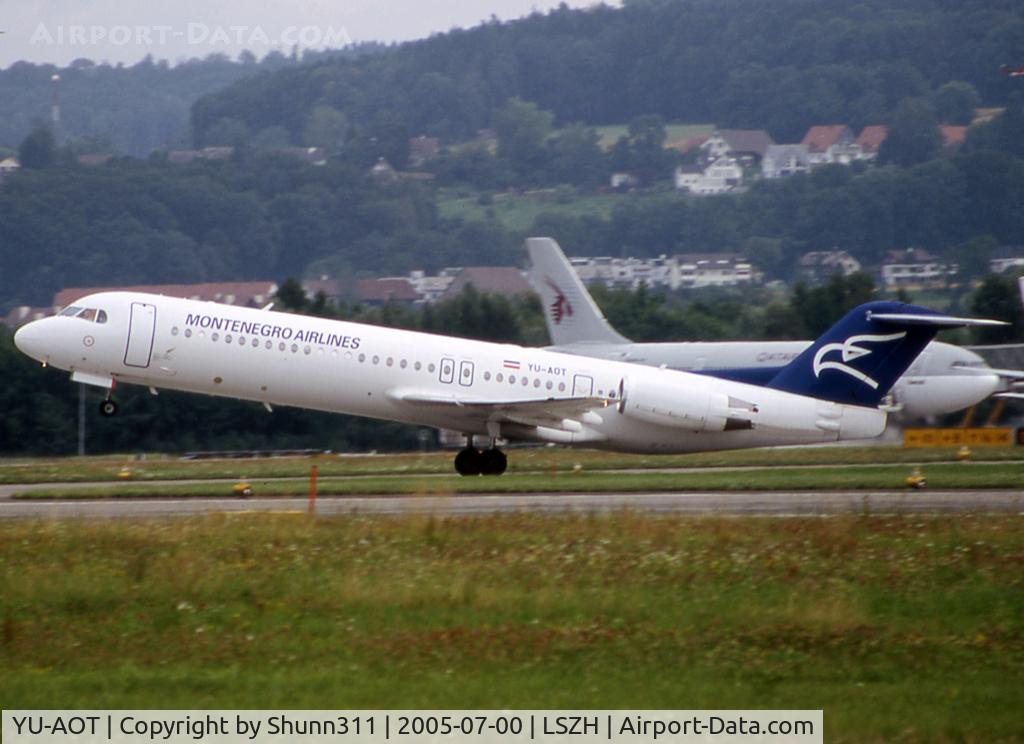 YU-AOT, 1991 Fokker 100 (F-28-0100) C/N 11350, Taking off from rwy 28