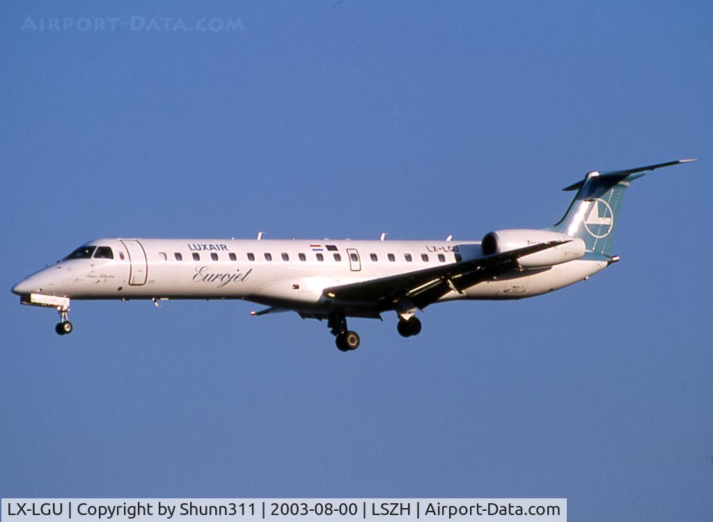 LX-LGU, 1998 Embraer EMB-145EP (ERJ-145EP) C/N 145084, Landing rwy 14 in old c/s
