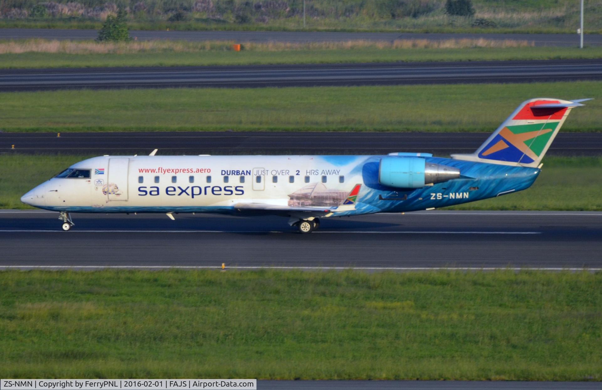 ZS-NMN, 1998 Canadair CRJ-200ER (CL-600-2B19) C/N 7237, SA Express CL200 promoting flights to Durban.