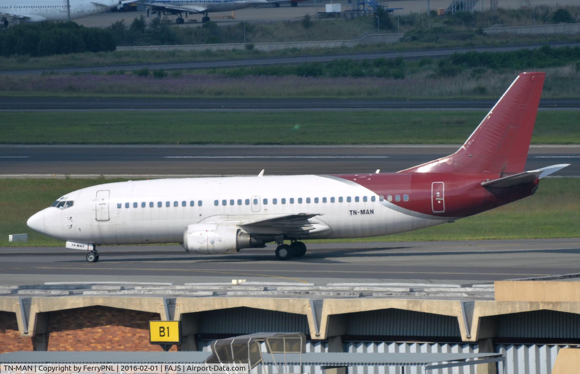TN-MAN, 1994 Boeing 737-3Q8 C/N 26305, Trans Air Congo arriving for maintanance in JNB.