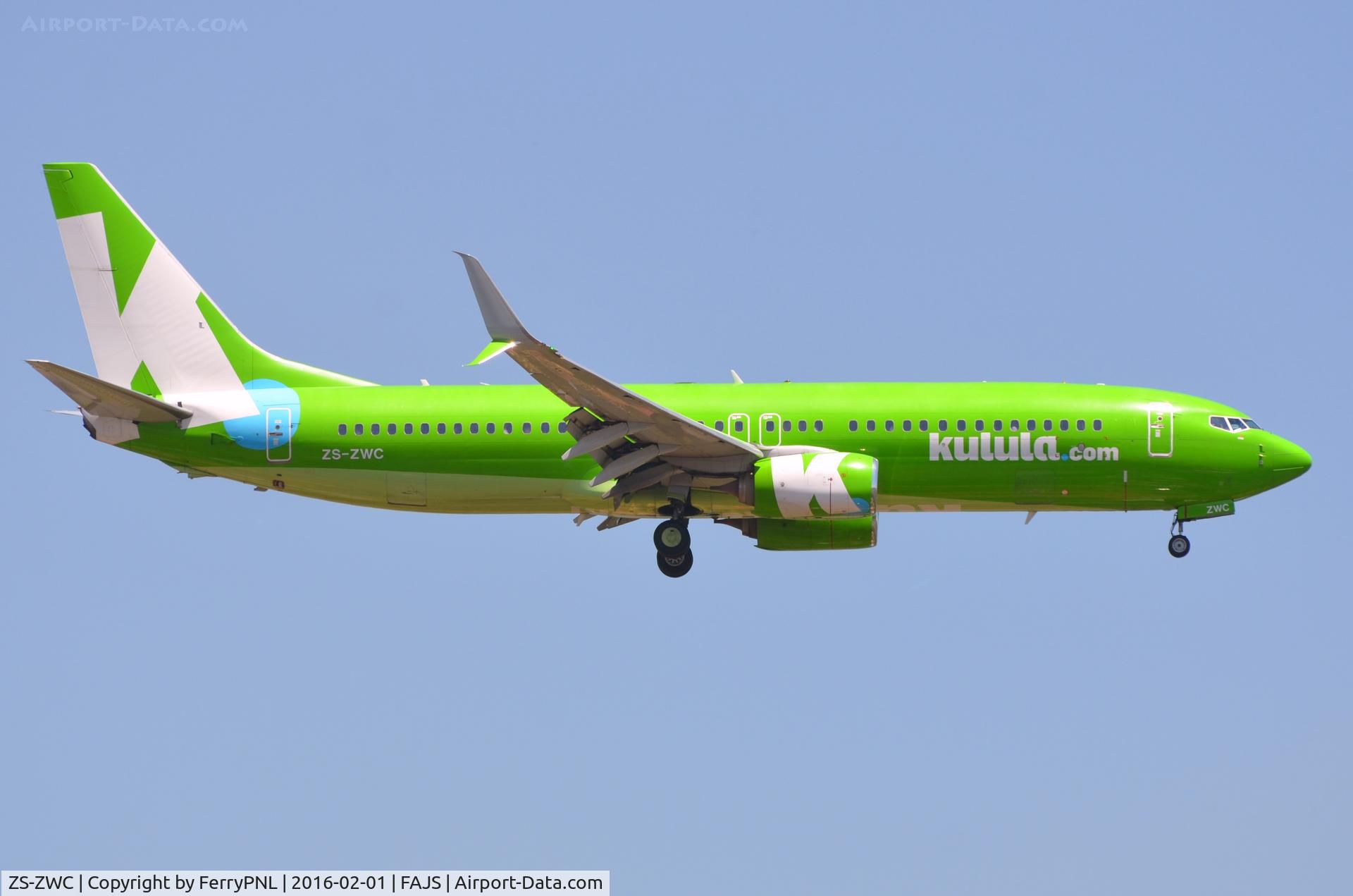 ZS-ZWC, 2012 Boeing 737-8LD C/N 40853, Kulula B738 arriving in JNB.