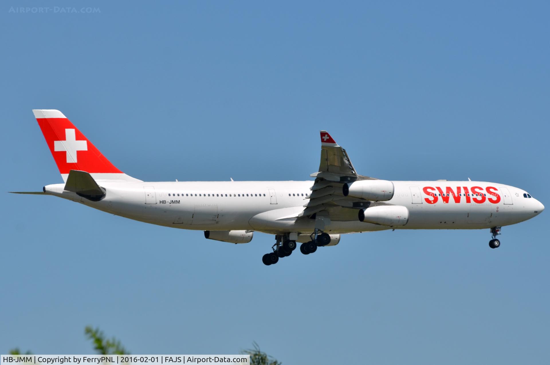 HB-JMM, 1996 Airbus A340-313 C/N 154, Swiss A343 on short finals.