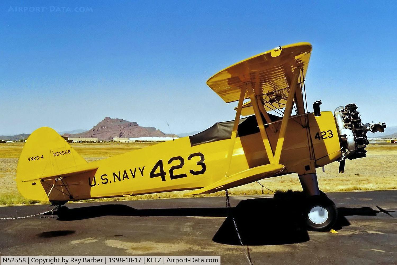 N52558, 1943 Boeing A75N1(PT17) C/N 75-4894, Boeing Stearman PT-17 Kaydet [75-4894] Mesa-Falcon Field~N 17/10/1998
