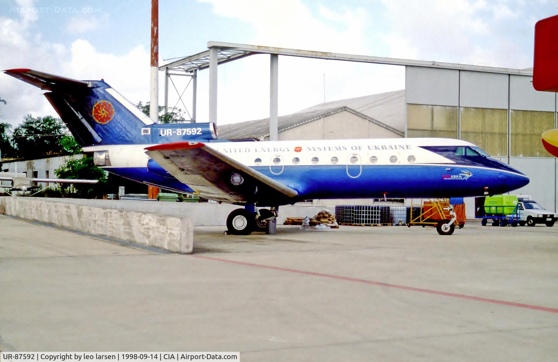 UR-87592, 1977 Yakovlev Yak-40K C/N 9730555, Rome CIA   Ciampino 14.9.98