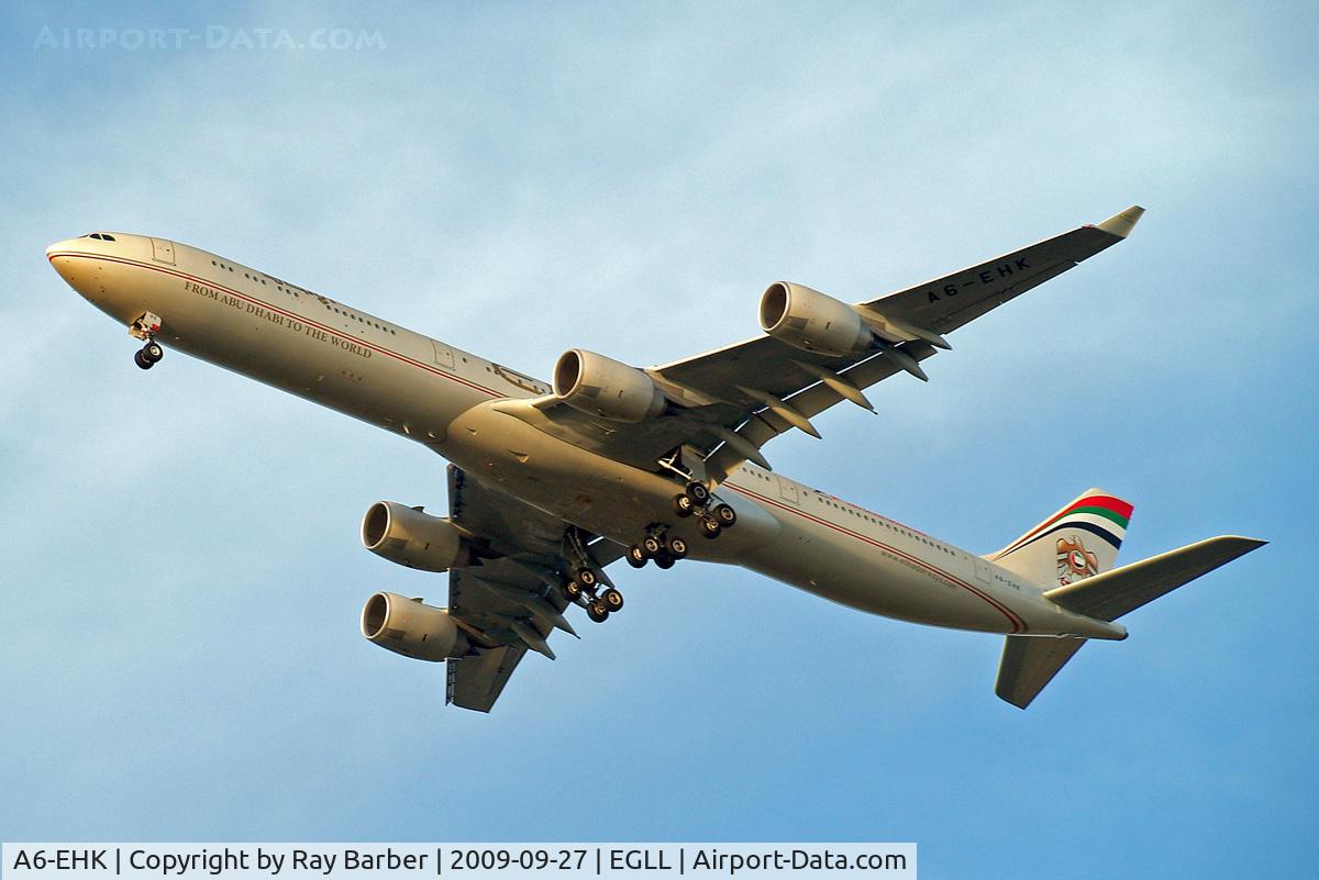 A6-EHK, 2009 Airbus A340-642X C/N 1030, Airbus A340-642 [1030] (Etihad Airways) Home~G 27/09/2009. On approach 27R.