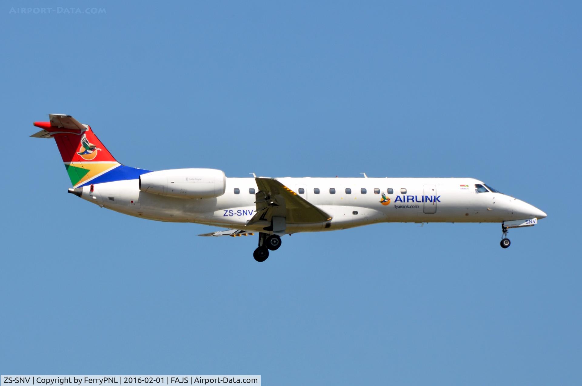 ZS-SNV, 2003 Embraer ERJ-135LR (EMB-135LR) C/N 145551, SA Airlink ERJ135