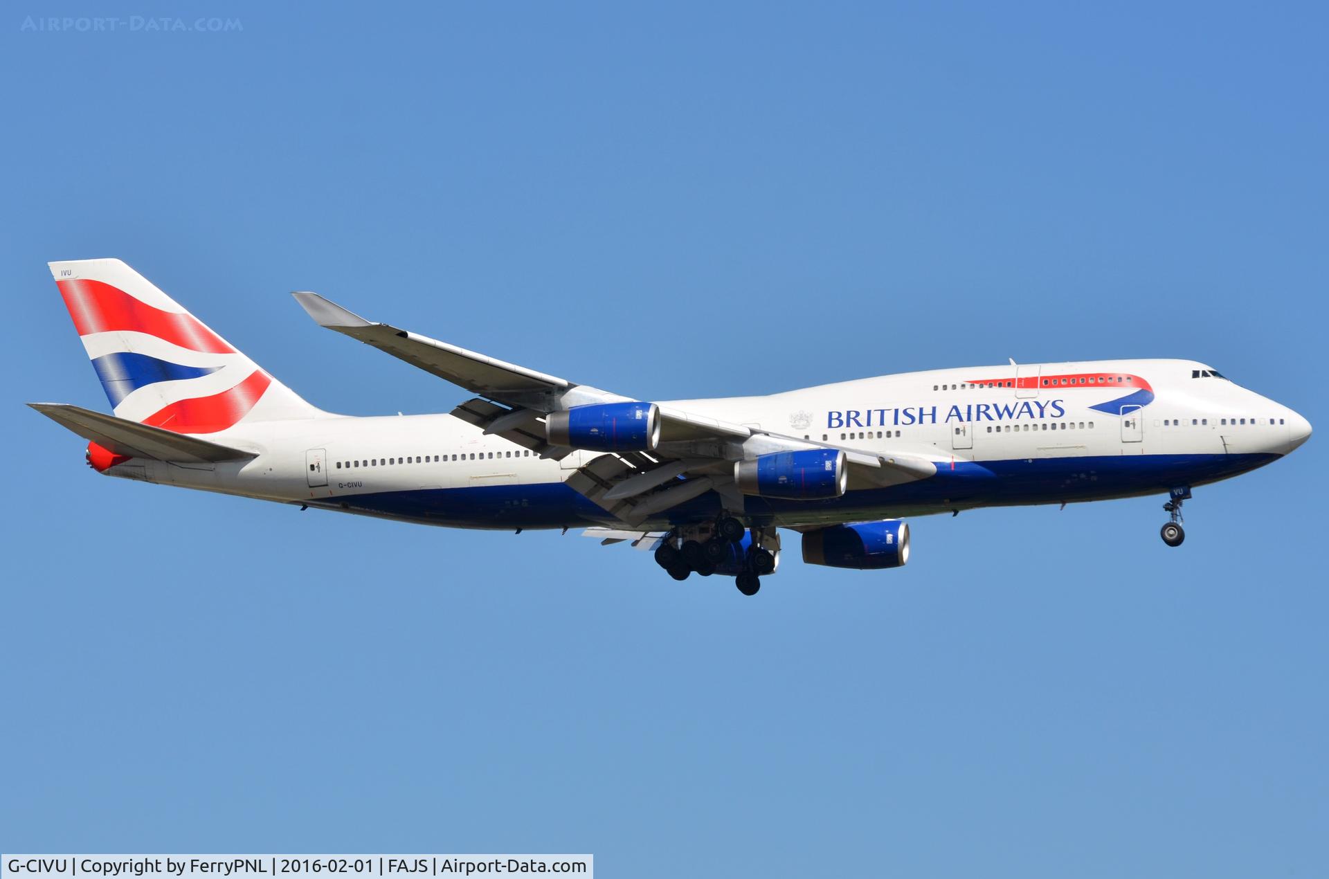 G-CIVU, 1998 Boeing 747-436 C/N 25810, 2nd BA arriving this morning from LHR. This time the B744.