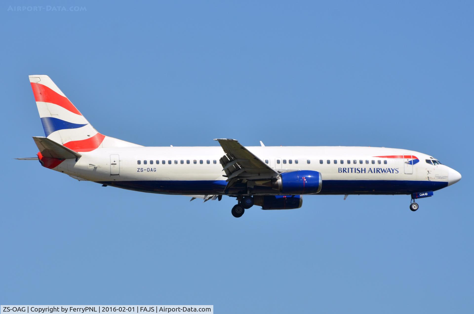 ZS-OAG, 1993 Boeing 737-4H6 C/N 27168, Classic B734 in BA c/s operated by Comair.
