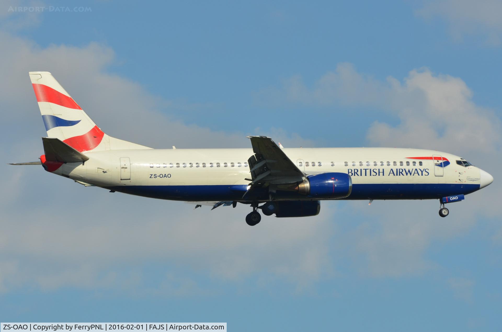 ZS-OAO, 1989 Boeing 737-4S3 C/N 24163, BA B734 operating in South Africa.