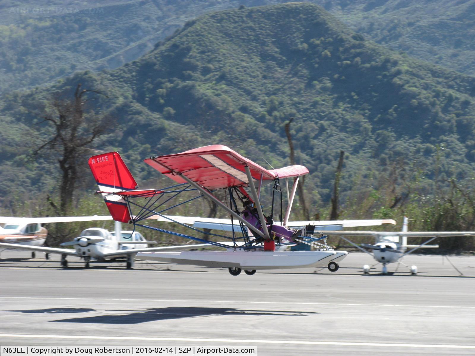 N63EE, Quicksilver Sport 2S C/N 0001, 1999 QUICKSILVER SPORT 2S AMPHIBIAN, Rotax 582ULDCDI Model 99 2-stroke liquid-cooled 65 Hp, dual carburetors, 
takeoff climb Rwy 22. Rare to see Amphibious EXP U L.